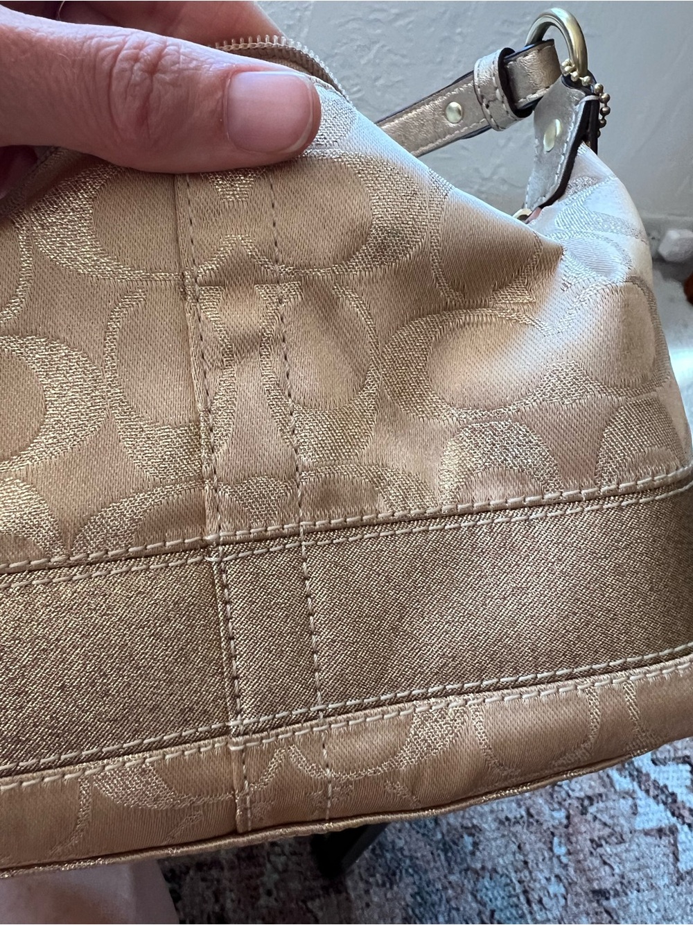 Coach Metallic Signature Canvas Bag in Champagne Gold - Picture 5 of 7